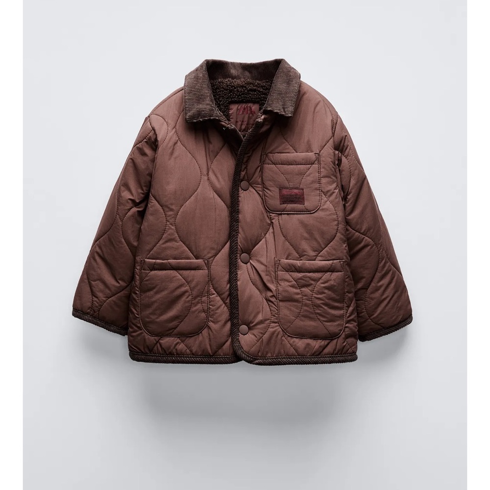 Zara Corduroy collar padded jacket